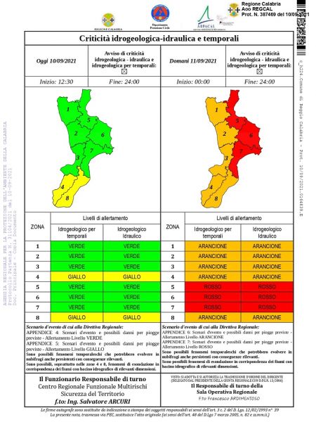 Comune di Reggio Calabria, allerta meteo