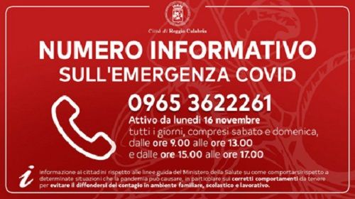 Comune di Reggio Calabria, linea telefonica emergenza Covid