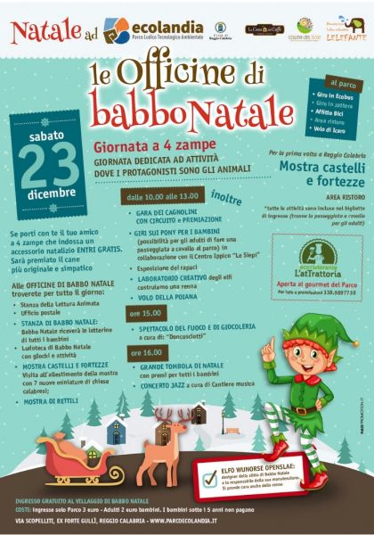 Eventi: Sabato 23 al Parco Ecolandia, “Le Officine di Babbo Natale”