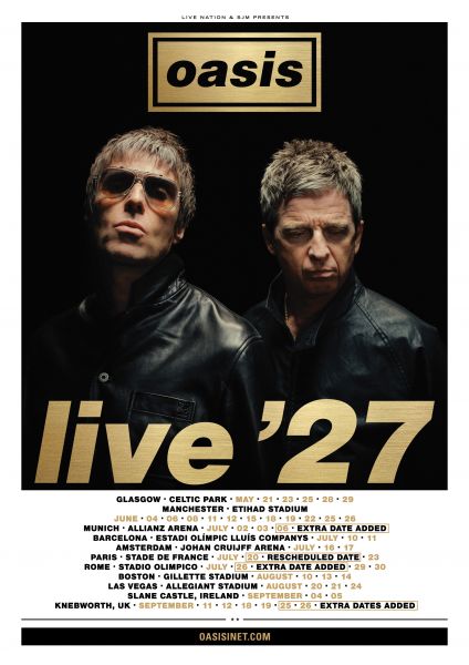 Oasis: aggiunta nuova data italiana per il Tour 2027